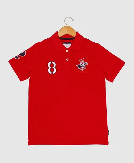 Beverly Hills Polo Club Logo Embroidered Polo T-Shirt - Red