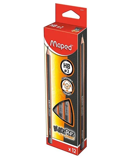 Maped Black Peps Learning HB Pencils - 12 Pieces