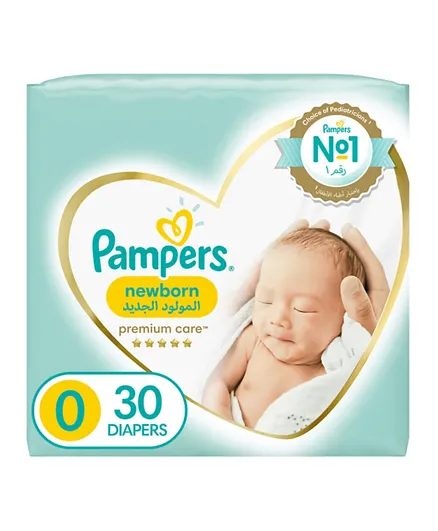 Pampers Premium Care Taped Diapers Size 0 - 30 Pieces