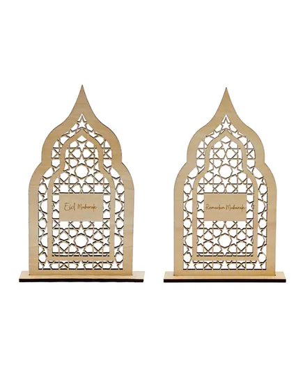 Hilalful Ramadan & Eid Al-Fitr Wooden Door Wreath & Table Display - English