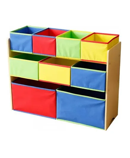 دريبا - منظم ألعاب للأطفال مع 9 صناديق تخزين من القماش  - متعدد الألوان