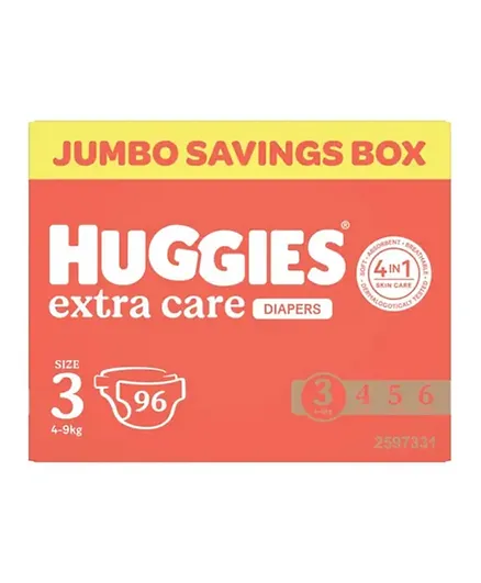 Huggies - Extra Care Diapers Jumbo Box (Size 3) - 96 Pcs
