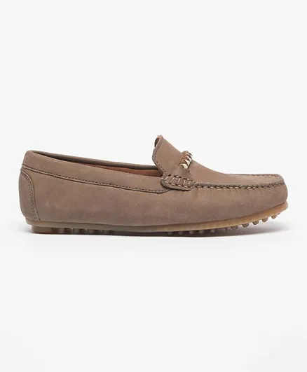 Mister Duchini Solid Slip-On Moccasins with Braid Trim Accent and Stitch Design - Brown