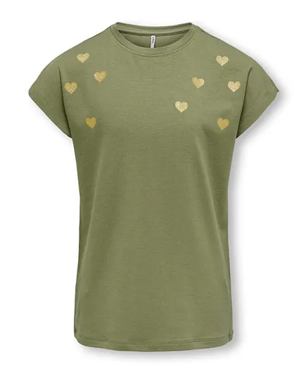 Only Kids - Heart Printed Top - Aloe