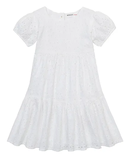 مينوتي فستان بروديري أنجليس بتصميم متدرج  - لون أبيض