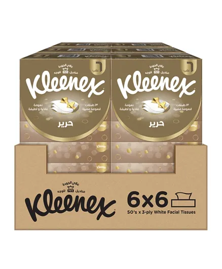Kleenex -  Silk Soft 3 Ply Facial Tissue Paper, (Pack Of 6 X 50 Sheets) X 6