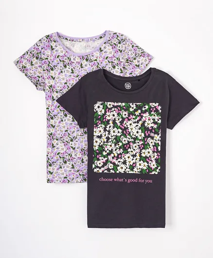 SMYK 2 Pack Floral T-Shirts - Multicolor