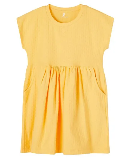 نيم إت - فستان بأكمام قصيرة  - لون غروب الشمس الذهبي