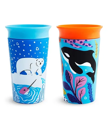 Munchkin Miracle 360° WildLove Sippy Cup (9oz) - Pack of 2 - Orca/Polar Bear