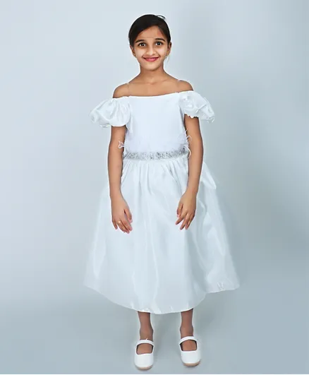 فستان مناسبات للأطفال كيك503 من أكاس - ابيض
