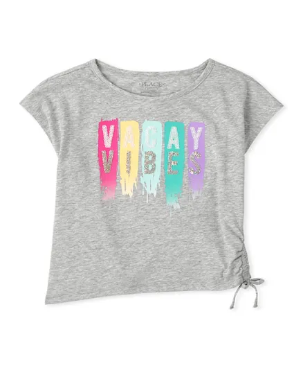 The Children's Place Vacay Vibes Sequin Detail T-Shirt - Grey