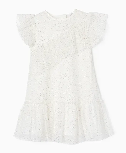 زيبي فستان تول مكشكش - أبيض