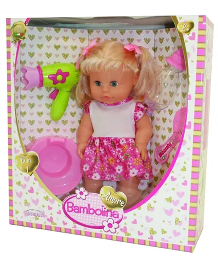 Bambolina Amore Doll with Hair Gift Set - 30 cm