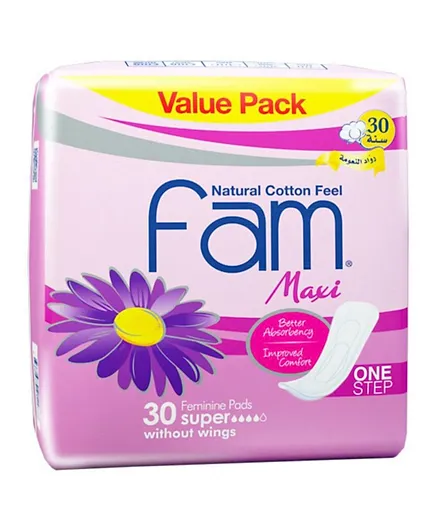 FAM Maxi Sanitary Pad Value Pack Without Wings - 30 Pieces
