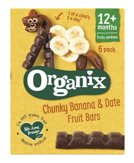 Organix - Organic Banana & Date Chunky Fruit Bars (12 months +, 6 x 17g)