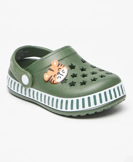LBL by Shoexpress - Clogs with Tiger Applique & Back Strap - Green