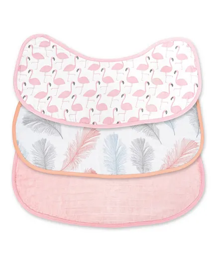 Moon Organic Flamingo Feather Burpy Cloth - Pack of 3