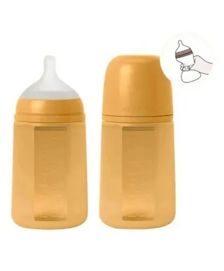 Suavinex - Silicone Feeding Bottle with Physiological Teat (240 ml) - Mustard