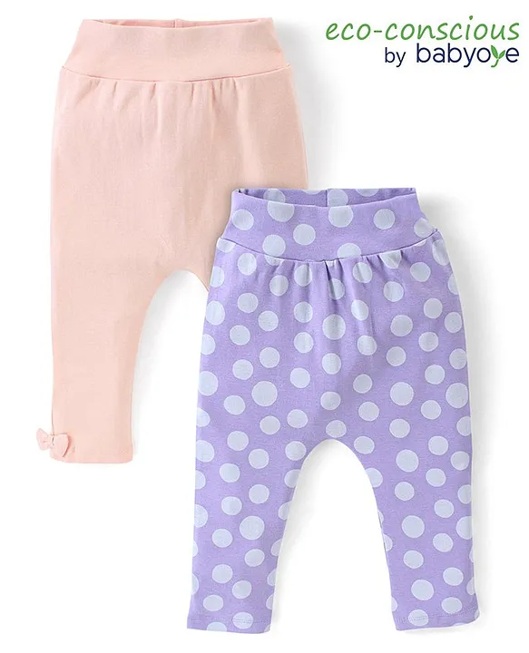 Buy Babyoye 100 Cotton Eco Conscious Full Length Leggings Lion Polka Dot Print Pack of 2 Pink Purple for Girls 18 24Months Online in KSA Shop at FirstCry.sa 14091227