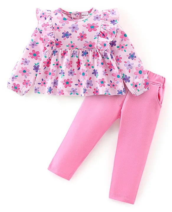 Buy Babyhug 100% Cotton Knit Full Sleeves Top & Leggings With