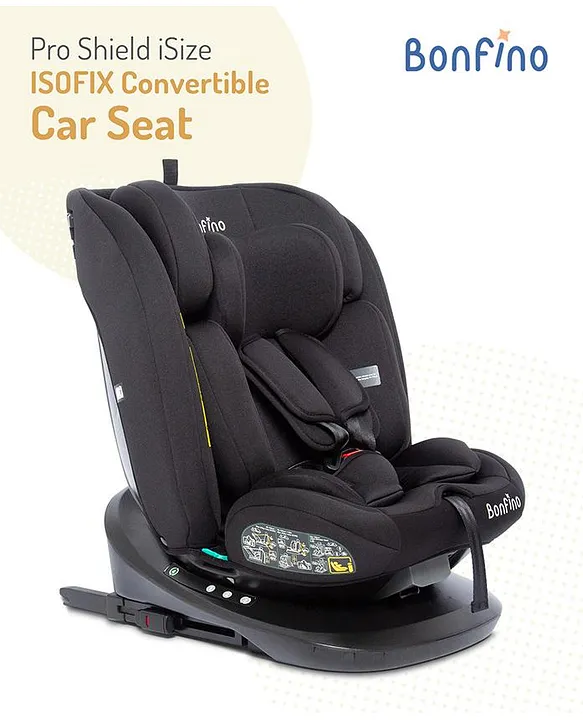 Bonfino Pro Shield R129 iSize Isofix Convertible Car Seat ISOFIX system Memory Foam Headrest 360degree Rotatable Seat 50 x 45.5 x 58 cm 0 Months to 12 Years Black Online in KSA