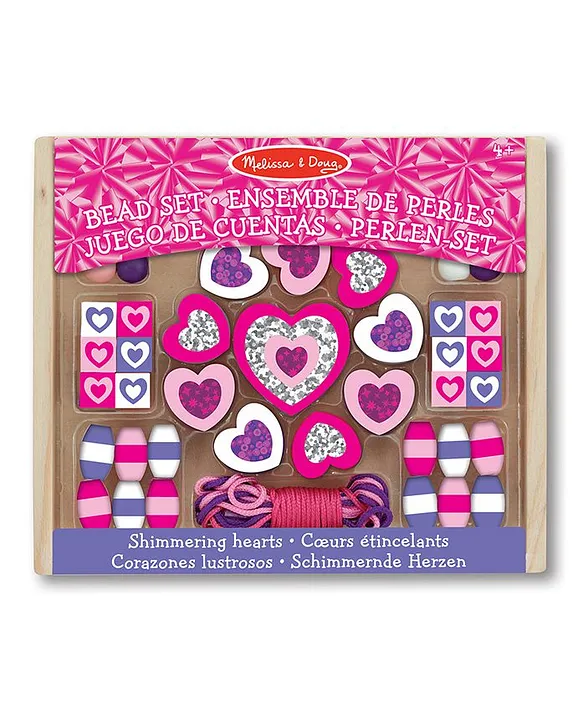 Melissa Doug Shimmering Hearts 45Pc Wooden Bead Set Jewelry Making Kit for Kids 4 Alphabet Beads Colorful Laces Online KSA Buy Art Creativity Toys for 4 10Years at FirstCry.sa