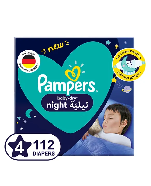 Pampers BabyDry Night Diapers for Extra Sleep Size 4 112 Pieces Online in KSA, Buy at Best from FirstCry.sa - 4e659ae1b5065