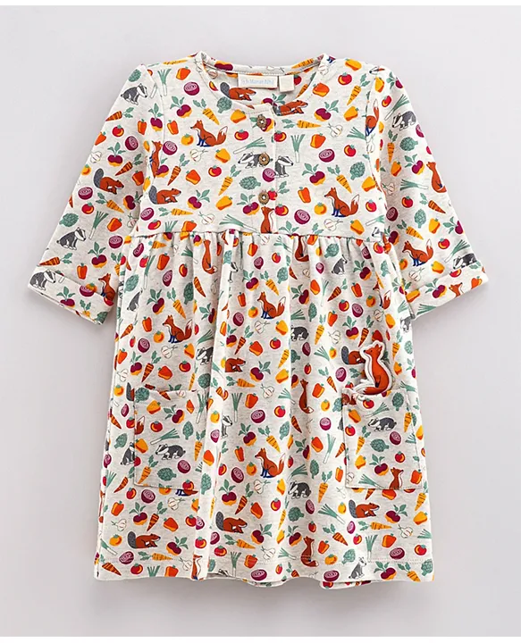 Buy JoJo Maman Bebe Vegetable Print Pet In Pocket Dress Multicolor