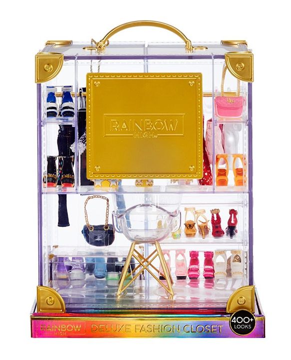 Rainbow High Deluxe Fashion Closet Playset - Create 400+ Fashion  Combinations! Portable Clear Acrylic Toy Closet