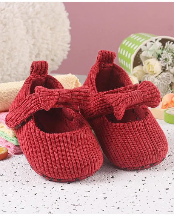 Buy Babyoye Booties Bow Applique Red for Girls 3 6Months Online