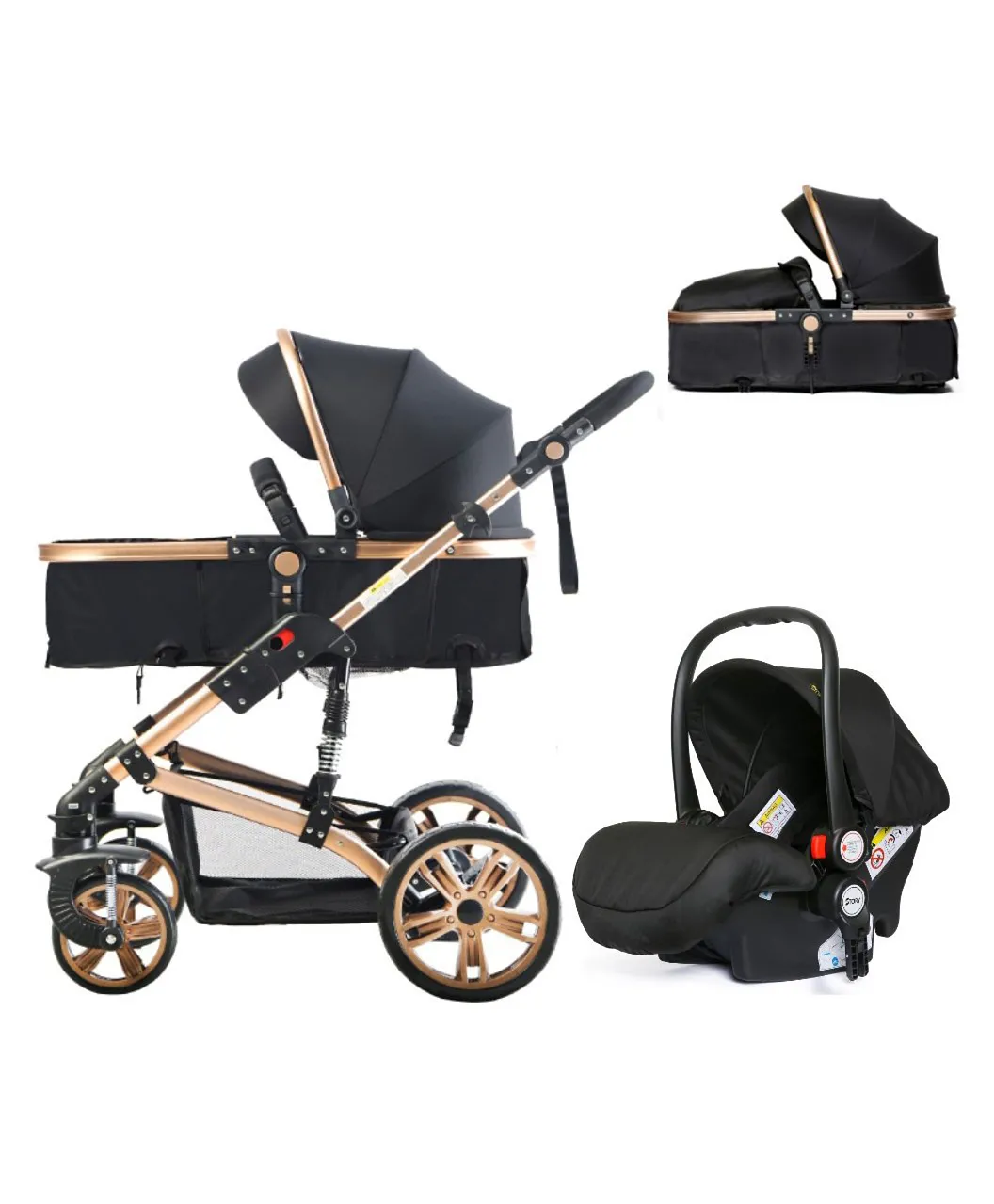 Teknum 3 in 1 Pram Stroller Story + Infant Car Seat - Black Online in ...