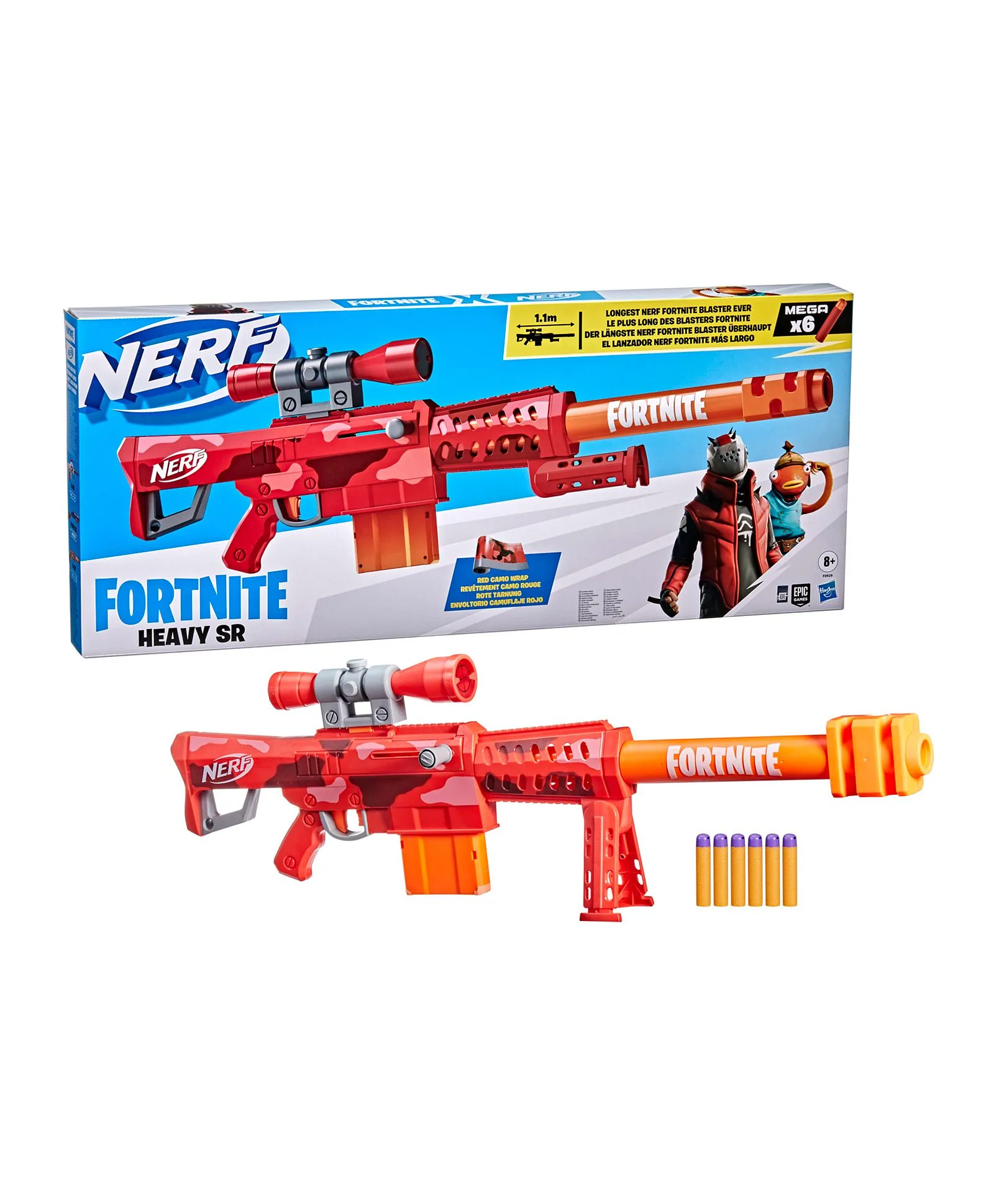 Nerf Fortnite Heavy SR Blaster Inspired by Video Game Bolt Action 43 Long Includes 6 Dart Clip Mega Darts for 8 Years Online in KSA Buy at Best Price from FirstCry.sa
