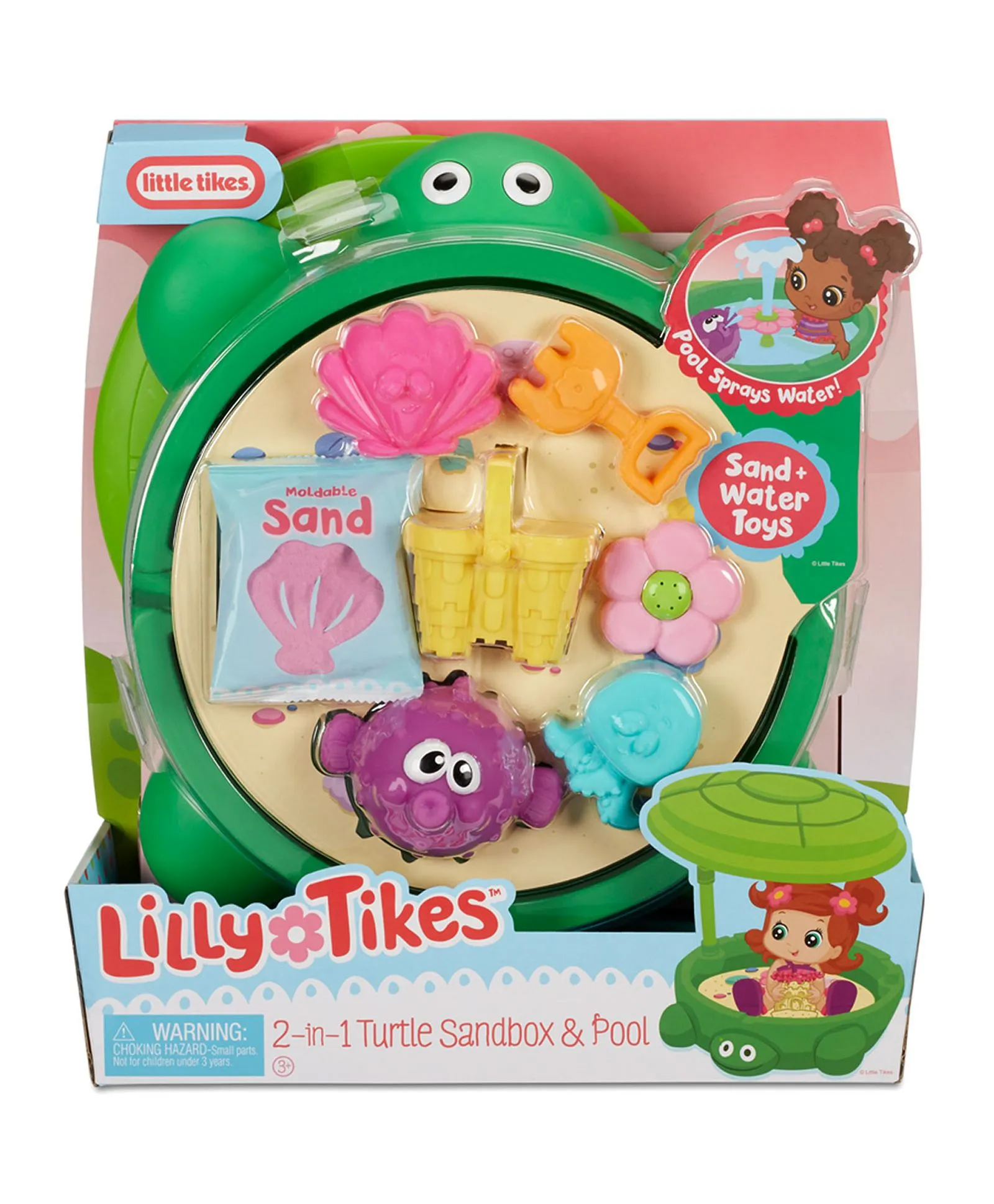 Little Tikes Lilly Tikes 2-in-1 Turtle Sandbox & Pool - Kids 3 Outdoor ...